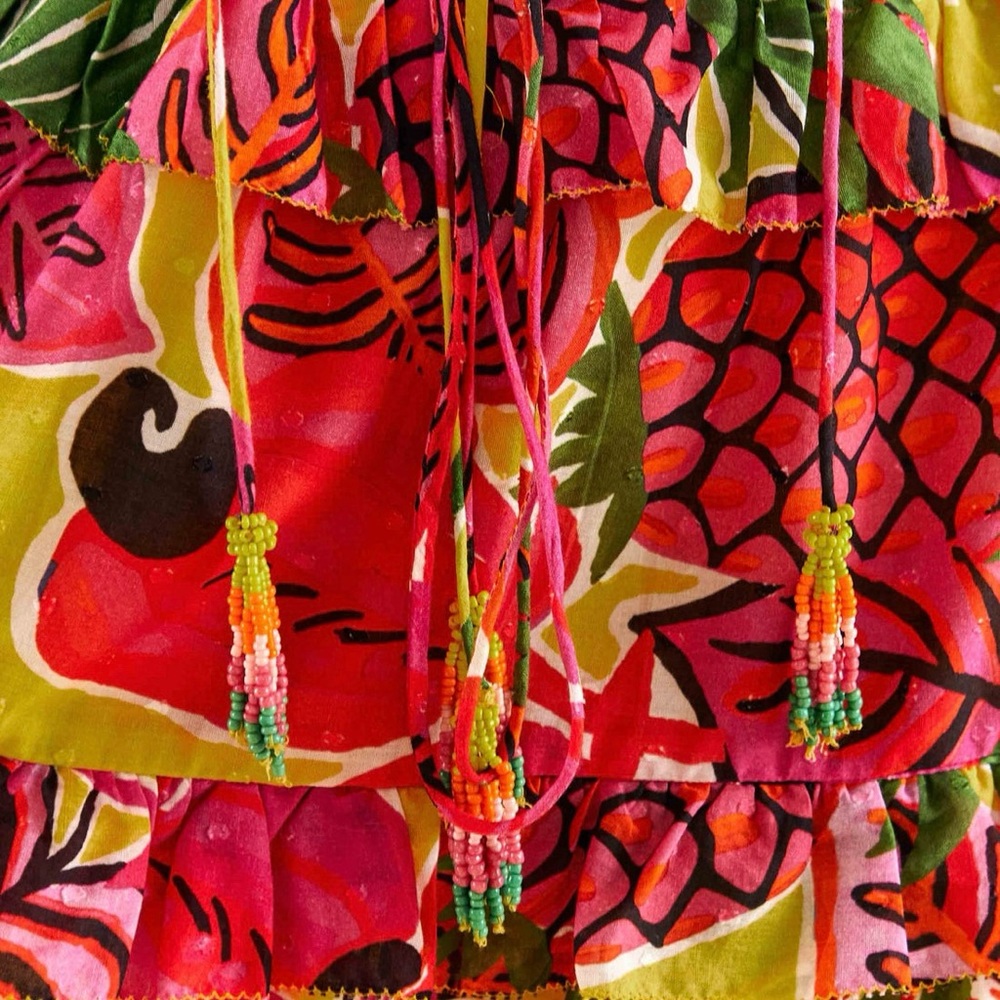 Farm Rio Dream Fruit Ruffled Mini Dress. Extra Small - Picture 10 of 12